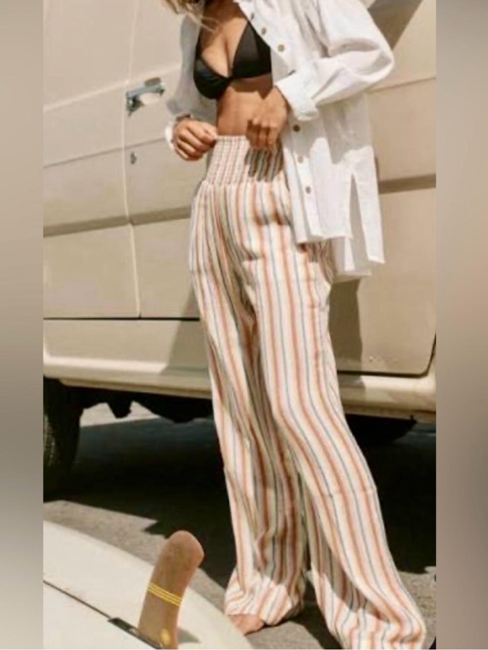 NWT~Billabong Flowy Gauze Wide Leg Striped Summer Pants